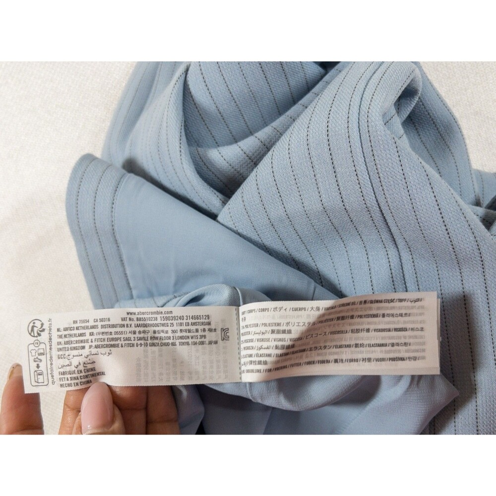 Abercrombie & Fitch Blue Pinstripe Midi Dress NWT Removable Straps L - Picture 11 of 16